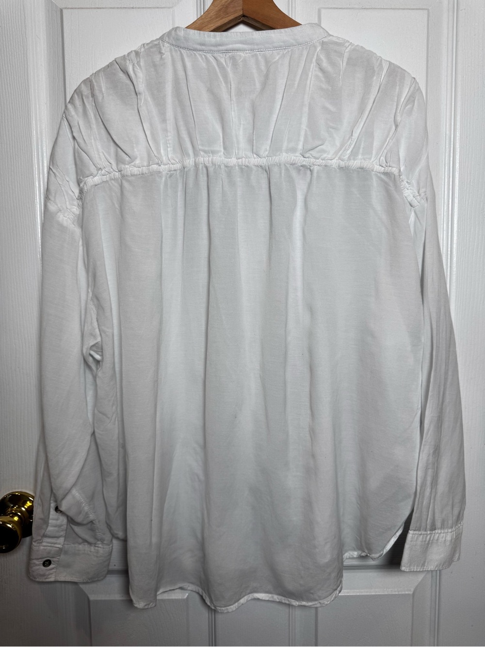 Anthropologie Pilcro White Boho Peasant Henley Cottagecore Pintuck Blouse XL - Picture 11 of 11